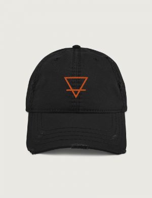 Alchemical Symbol Earth distressed vintage cap Black