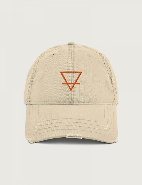 Alchemical Symbol Earth distressed vintage cap Khaki