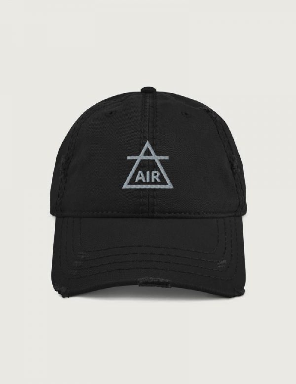 Alchemical Symbol Air distressed vintage cap Black