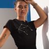 Womens Fashion fit T-Shirt Libra Constellation Front Hero Shot Black