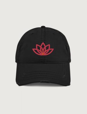Lotus flower power distressed vintage cap