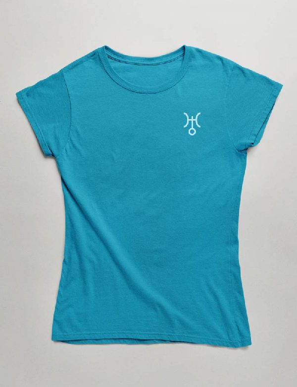 Womens Fashion fit T-Shirt Uranus Planet Symbology Series Carribean Blue
