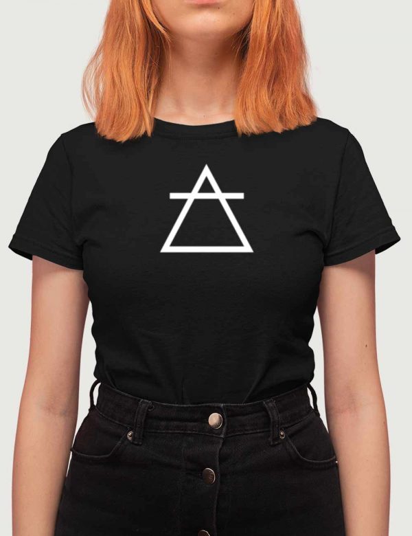 Womens Fashion fit T-Shirt Air Element Alchemical Symbol Black