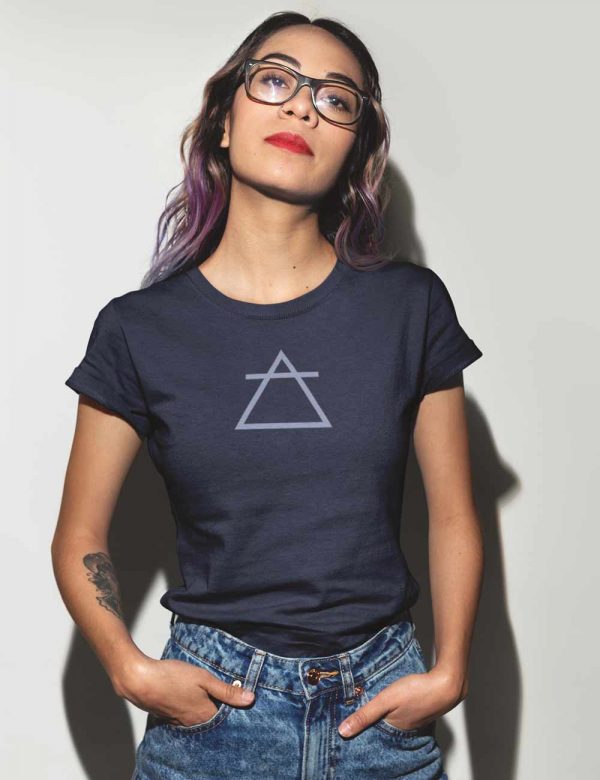 Womens Fashion fit T-Shirt Air Element Alchemical Symbol Navy