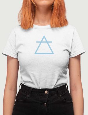 Womens Fashion fit T-Shirt Air Element Alchemical Symbol White