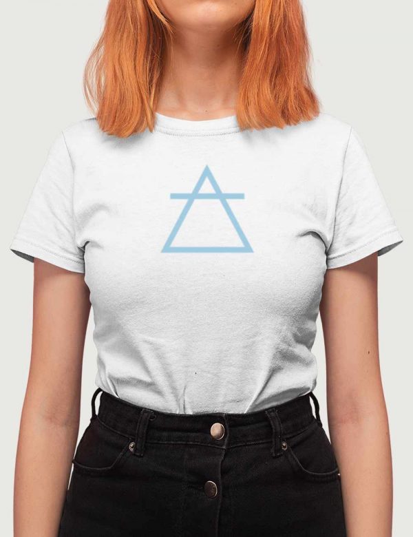 Womens Fashion fit T-Shirt Air Element Alchemical Symbol White