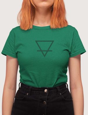 Womens Fashion fit T-Shirt Earth Element Alchemical Symbol Kelly Green