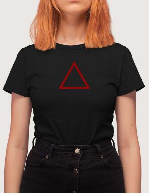 Womens Fashion fit T-Shirt Fire Element Alchemical Symbol Independance Black