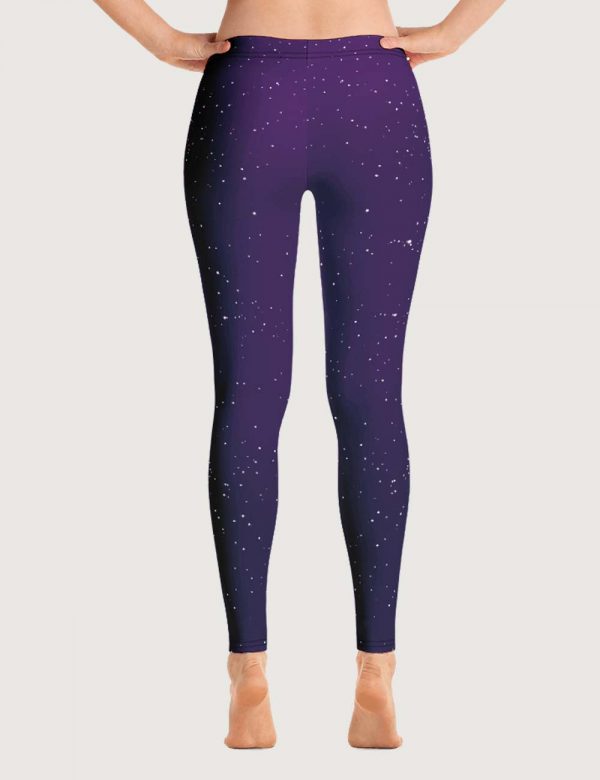 Galaxy Yoga Leggings Back View Purple