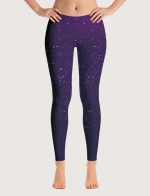Galaxy Yoga Leggings Front View Purple