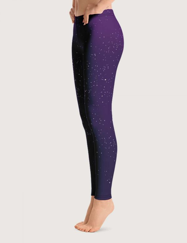 Galaxy Yoga Leggings Side View Purple