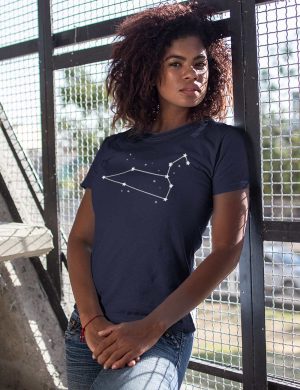 Womens Fashion fit T-Shirt Leo Constellation Front Hero Shot Navy