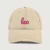 Leo Fancy font distressed vintage cap Khaki