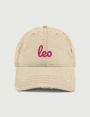 Leo Fancy font distressed vintage cap Khaki