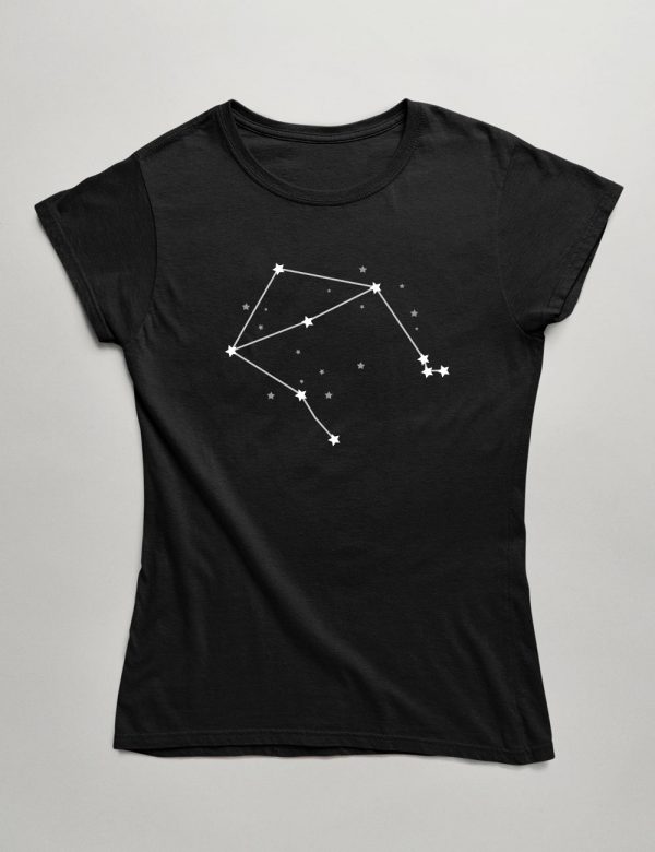 Womens Fashion fit T-Shirt Libra Constellation Front Black