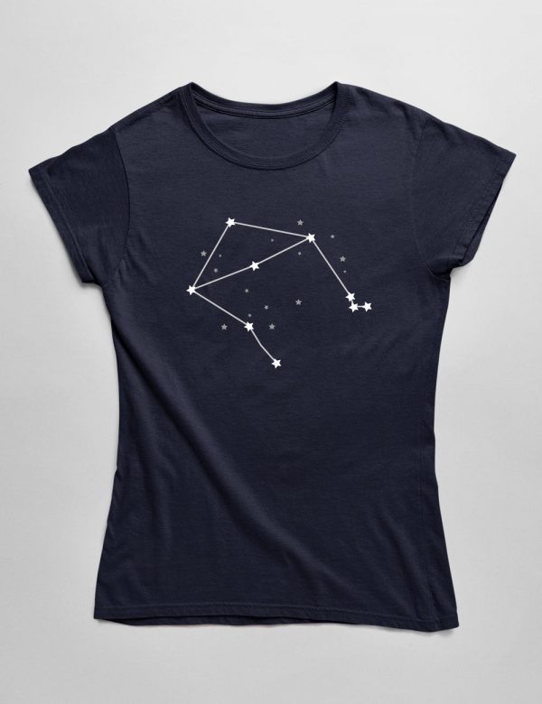 Womens Fashion fit T-Shirt Libra Constellation Front Navy