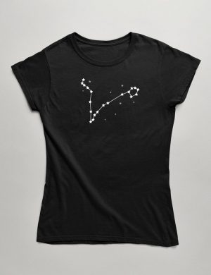 Womens Fashion fit T-Shirt Pisces Constellation Front Black