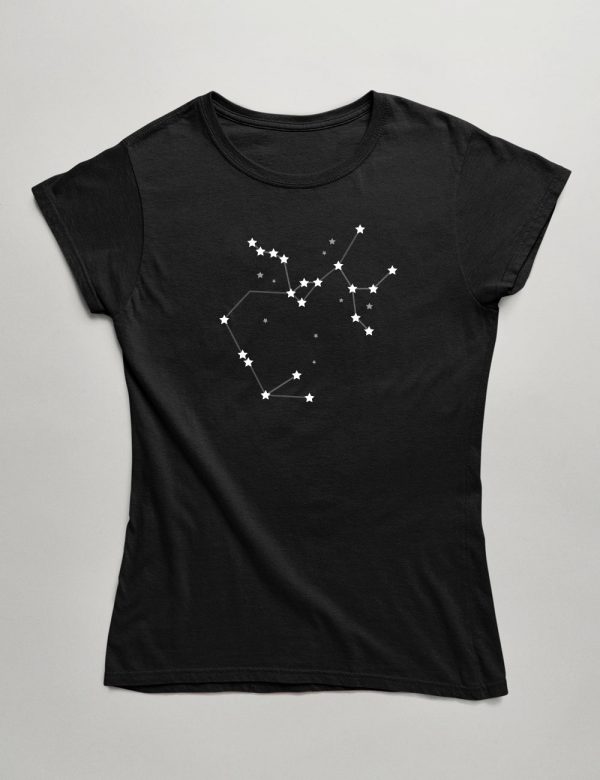 Womens Fashion fit T-Shirt Sagittarius Constellation Front Black
