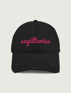 Sagittarius Fancy font distressed vintage cap black
