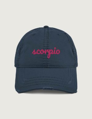 Scorpio Fancy font distressed vintage cap Navy