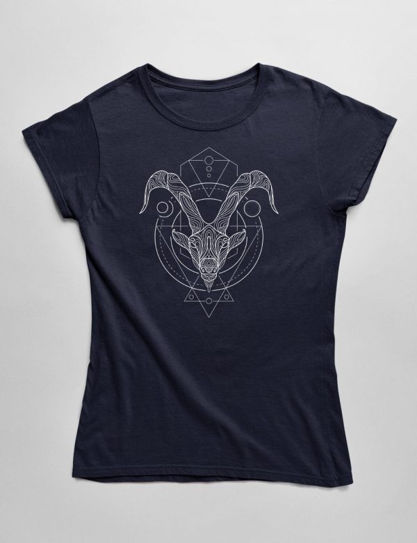Womens Fashion fit T-Shirt The Spirit of Capricorn Front Navy