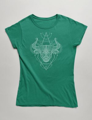 Womens Fashion fit T-Shirt The Spirit of Taurus Front Kelly Green