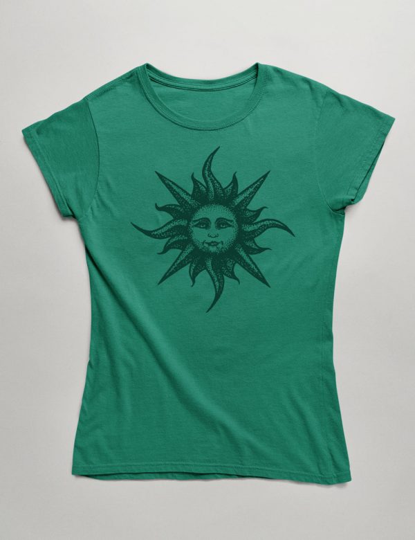 Womens Fashion fit T-Shirt The Ancient Sun Front Kelly Green