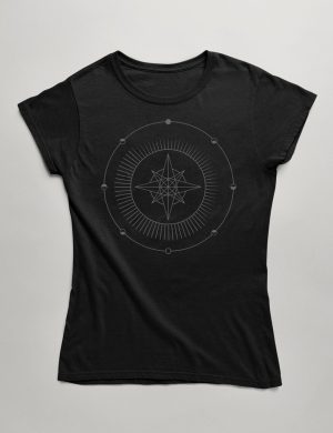 Geometric Star and Moon Phases Women's Fashion fit T-Shirt Black