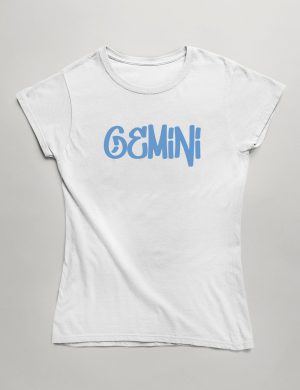 Womens Fashion fit T-Shirt Graffiti Font Gemini Front White