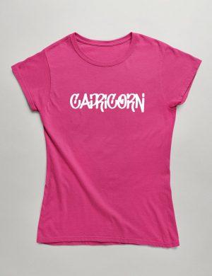Womens Fashion fit T-Shirt Graffiti Font Capricorn Front Hot Pink