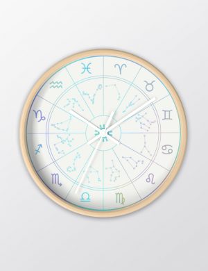 Astrology Wall Clock Rainbow Wood edging