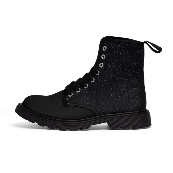 Women's Aquarius Star Sign Constellation Boot Black Sole Side 1 View