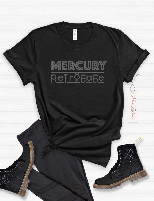 Mercury Retrobabe Astrology Tshirt, 100% Cotton Big T-Shirt Black