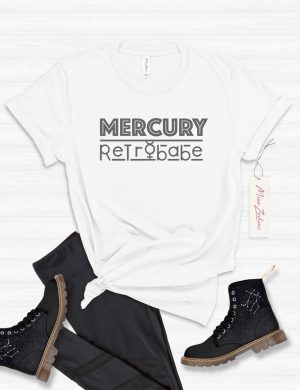 Mercury Retrobabe Astrology Tshirt, 100% Cotton Big T-Shirt White