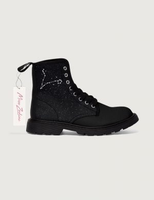 Women's Pisces Star Sign Constellation Boot Black Sole Right Outside View