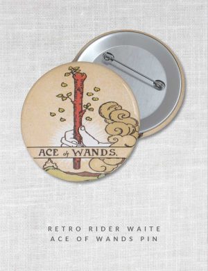 Ace of Wands Retro Rider Waite Tarot Pin