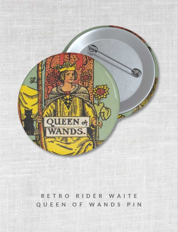 Queen of Wands Retro Rider Waite Tarot Pin
