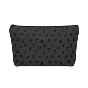 Astrology T Bottom Cosmetic Pouch Charcoal black zipper