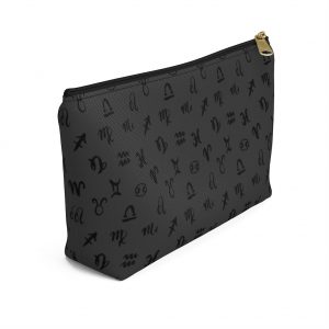 Astrology T Bottom Cosmetic Pouch Charcoal black zipper