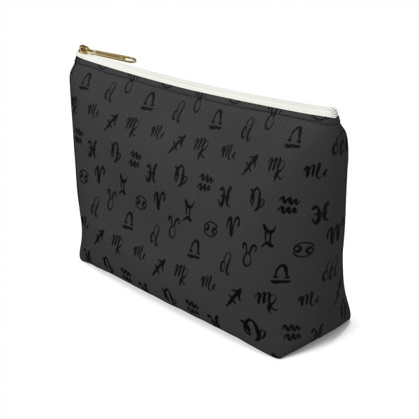 Astrology T Bottom Cosmetic Pouch Charcoal white zipper