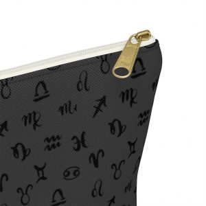 Astrology T Bottom Cosmetic Pouch Charcoal white zipper