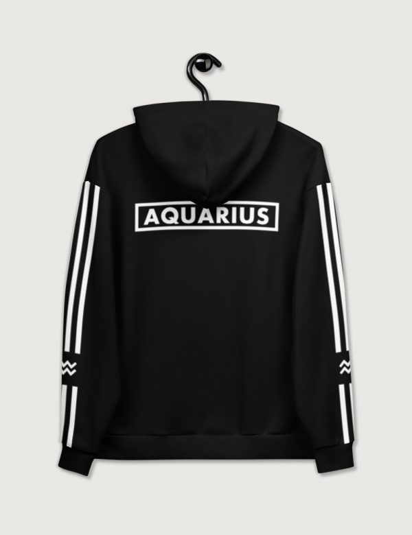 Astrology Aquarius Star Sign Striped Retro Trainer Hoodie Sweater Black Back