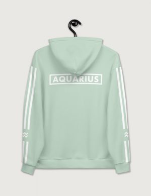 Astrology Aquarius Star Sign Striped Retro Trainer Hoodie Sweater Mint Green Back