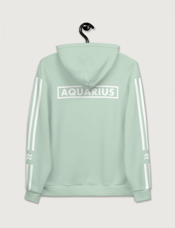 Astrology Aquarius Star Sign Striped Retro Trainer Hoodie Sweater Mint Green Back