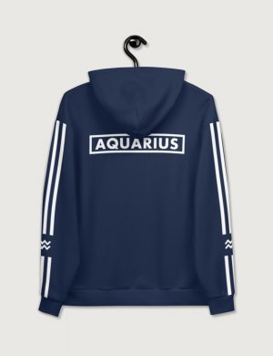 Astrology Aquarius Star Sign Striped Retro Trainer Hoodie Sweater Navy Back