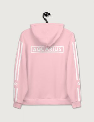 Astrology Aquarius Star Sign Striped Retro Trainer Hoodie Sweater Pink Back