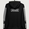 Astrology Aries Star Sign Striped Retro Trainer Hoodie Sweater Black Back