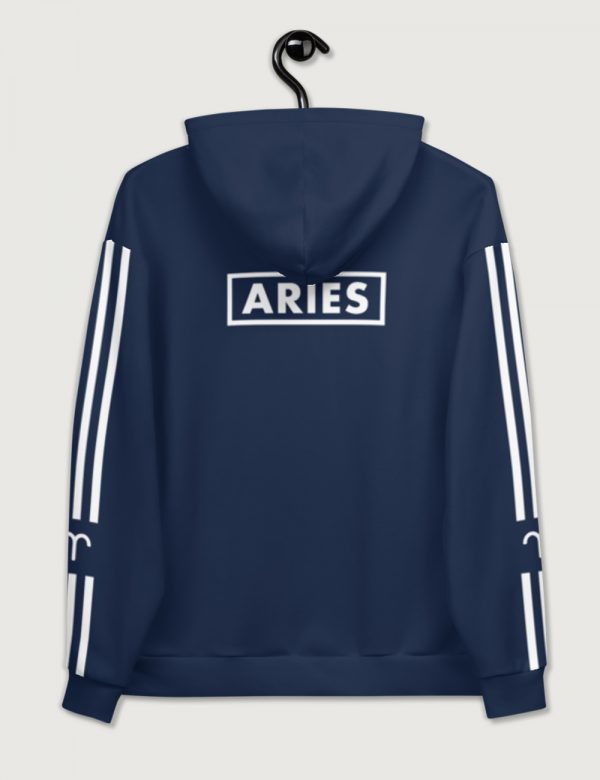 Astrology Aries Star Sign Striped Retro Trainer Hoodie Sweater Navy Back