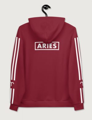 Astrology Aries Star Sign Striped Retro Trainer Hoodie Sweater Deep Red Back