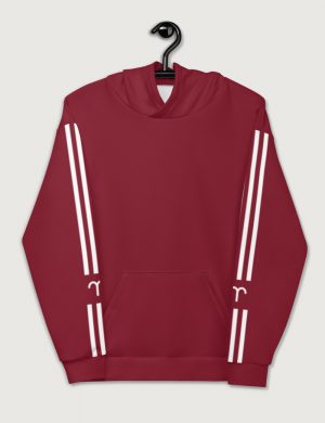 Astrology Aries Star Sign Striped Retro Trainer Hoodie Sweater Deep Red Front